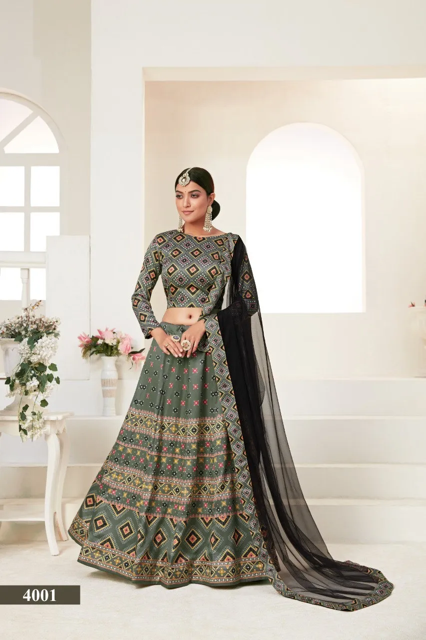 Aawiya 4001 Ajmeri Silk Digital Printed Lehenga Choli