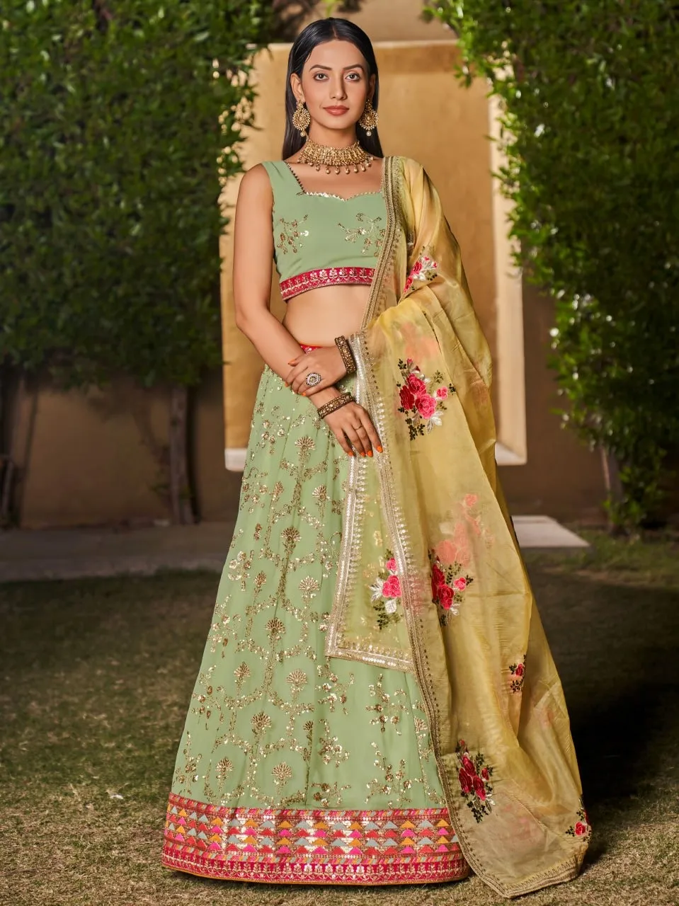 Aawiya 8007 Georgette Sequins Embroidery Lehenga Choli