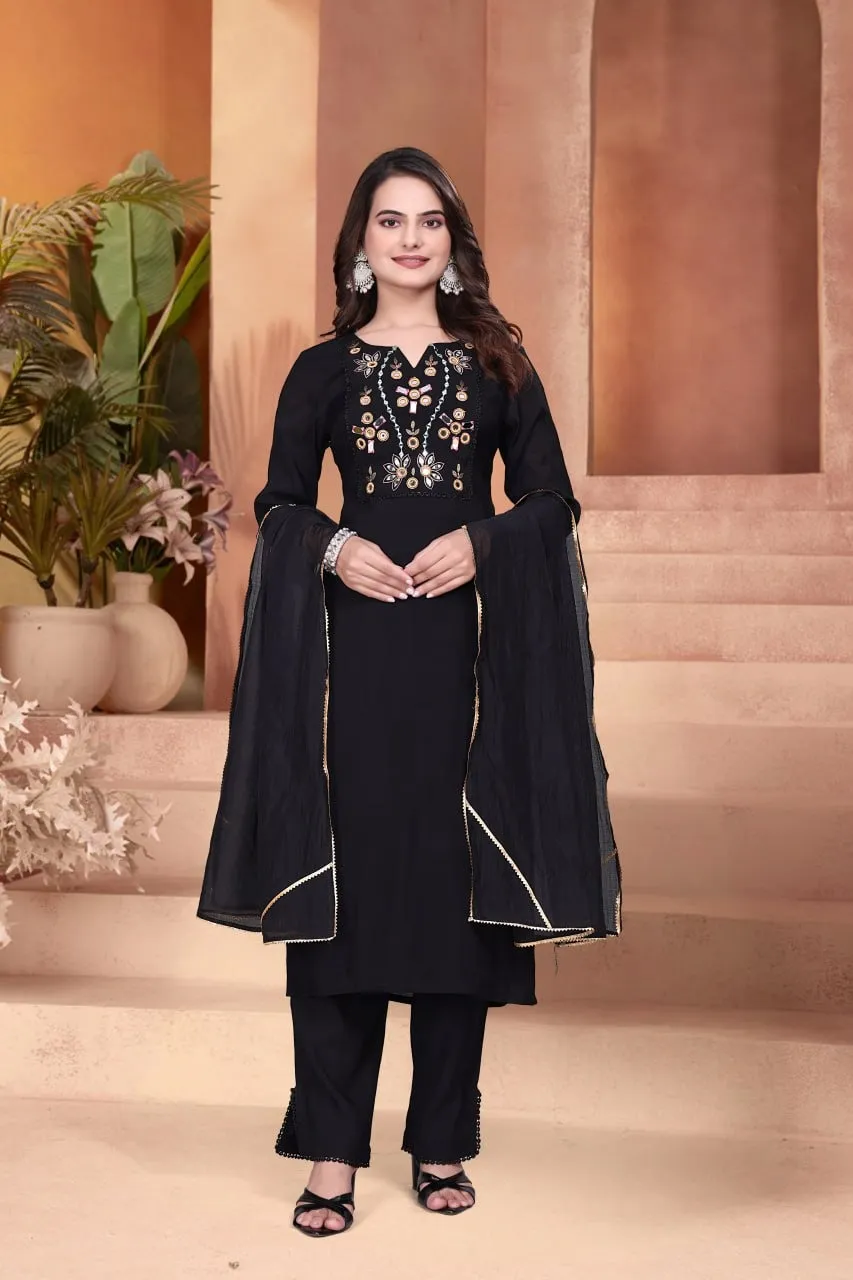 AEA 638 Mul Chanderi Mirror Work Readymade Dress