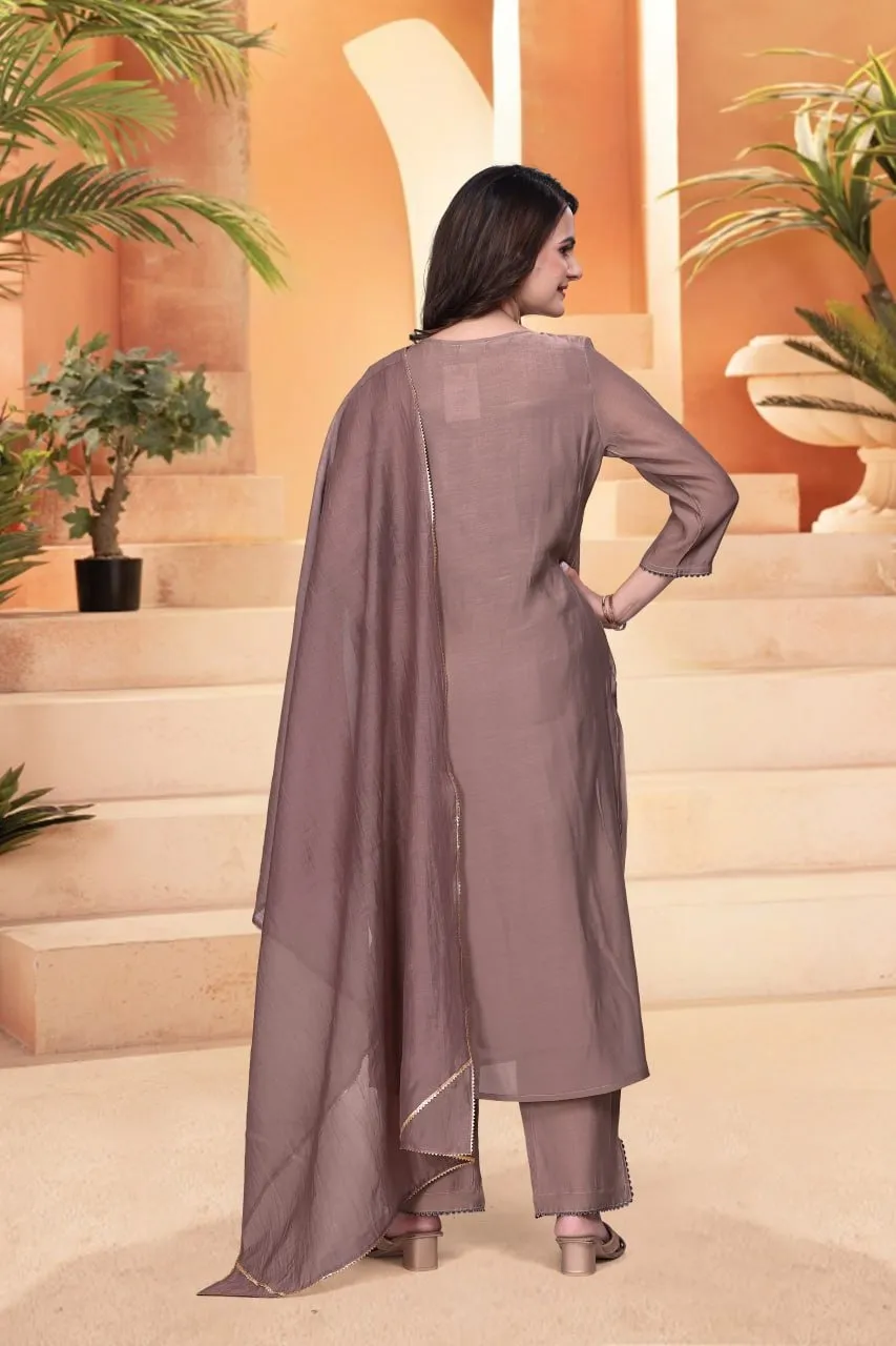 AEA 638 Mul Chanderi Mirror Work Readymade Dress