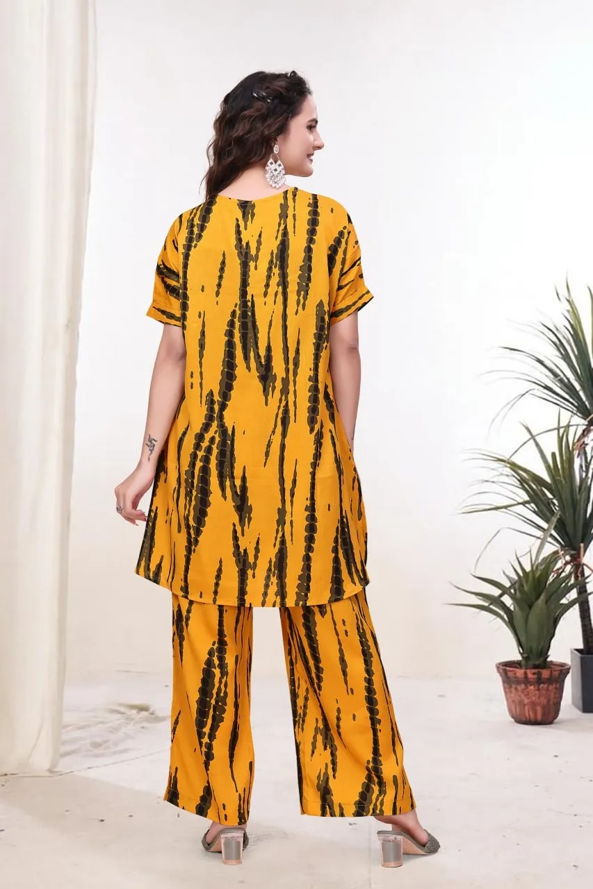 AEA 689 Yellow Delta Printed Co Ord Set