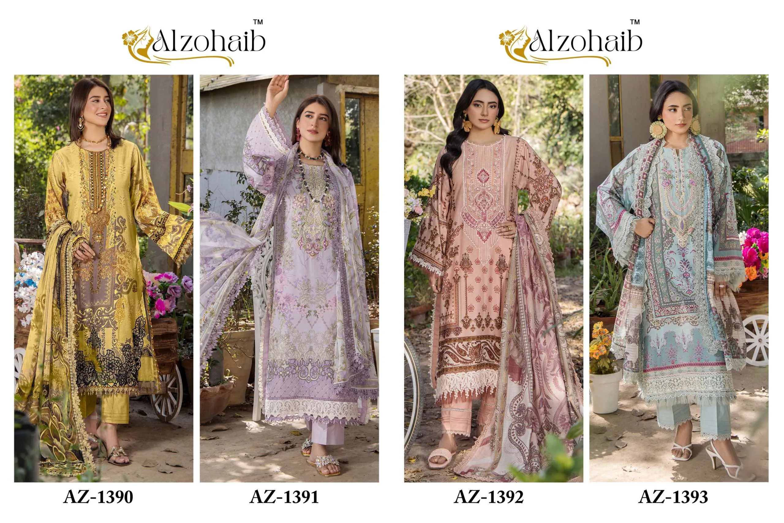 Al Zohaib Design No - 1390-1391-1392-1393 Pakistani Suits