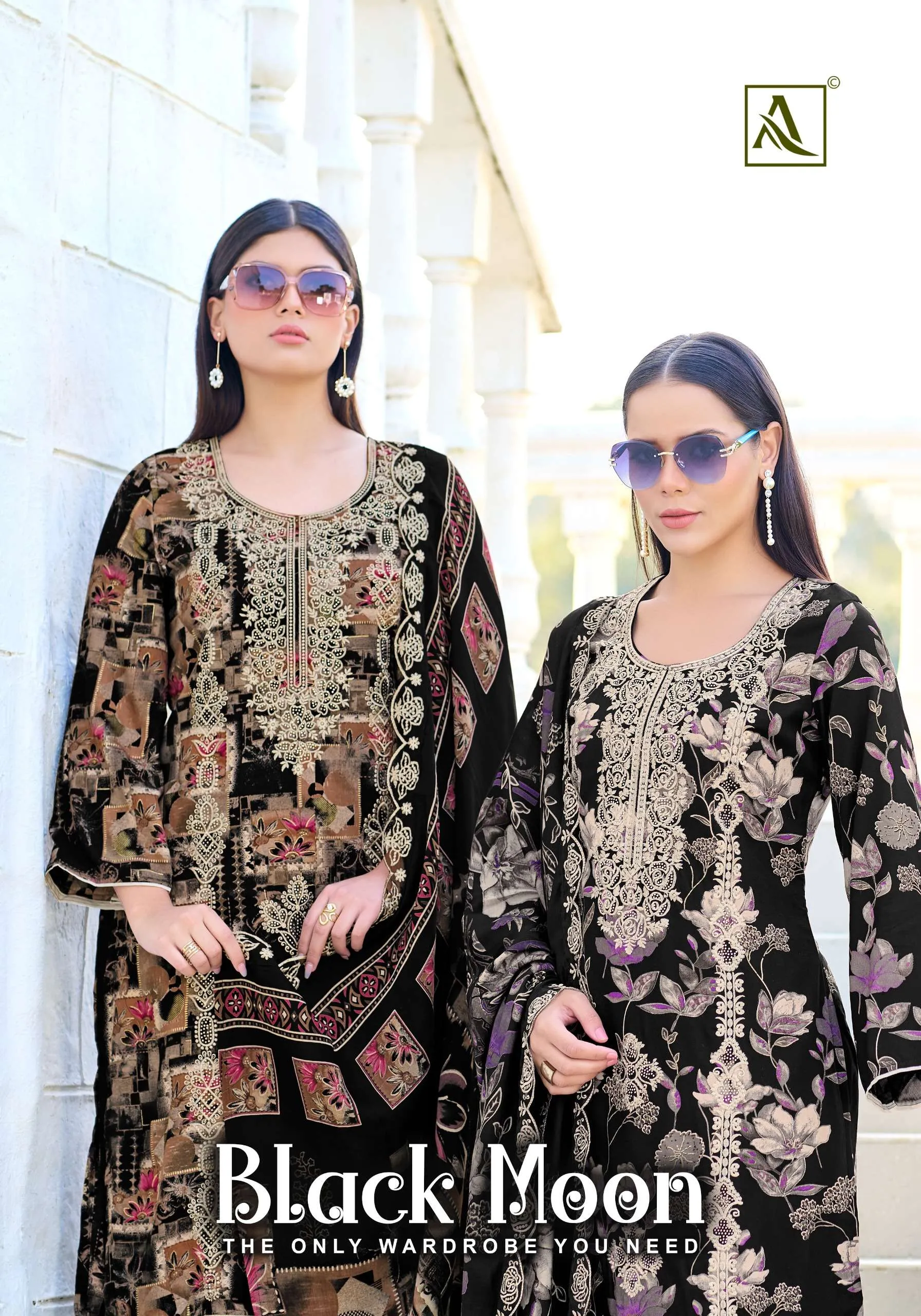 Alok Suits Black Moon Semi Stitched Suits
