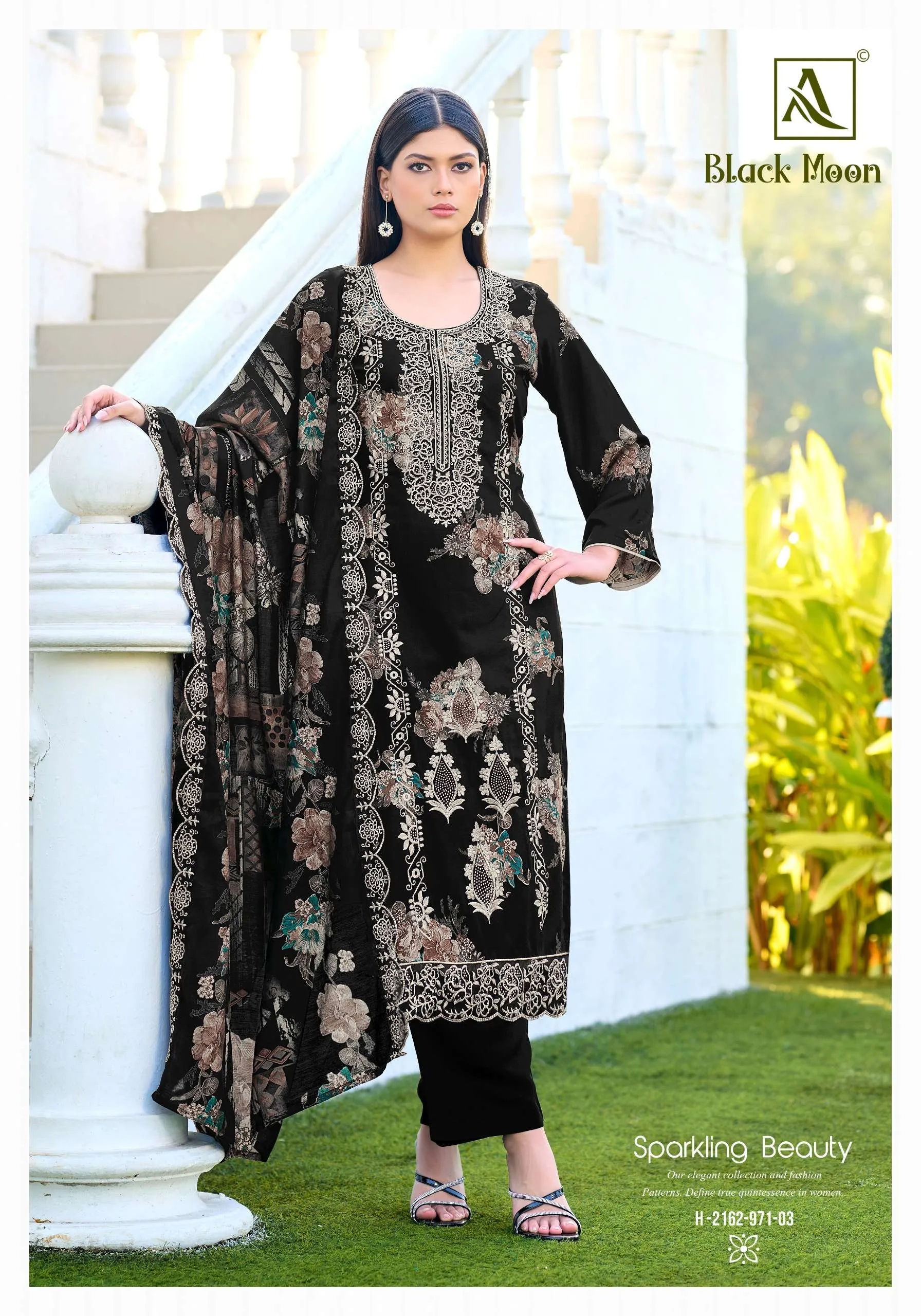 Alok Suits Black Moon Semi Stitched Suits