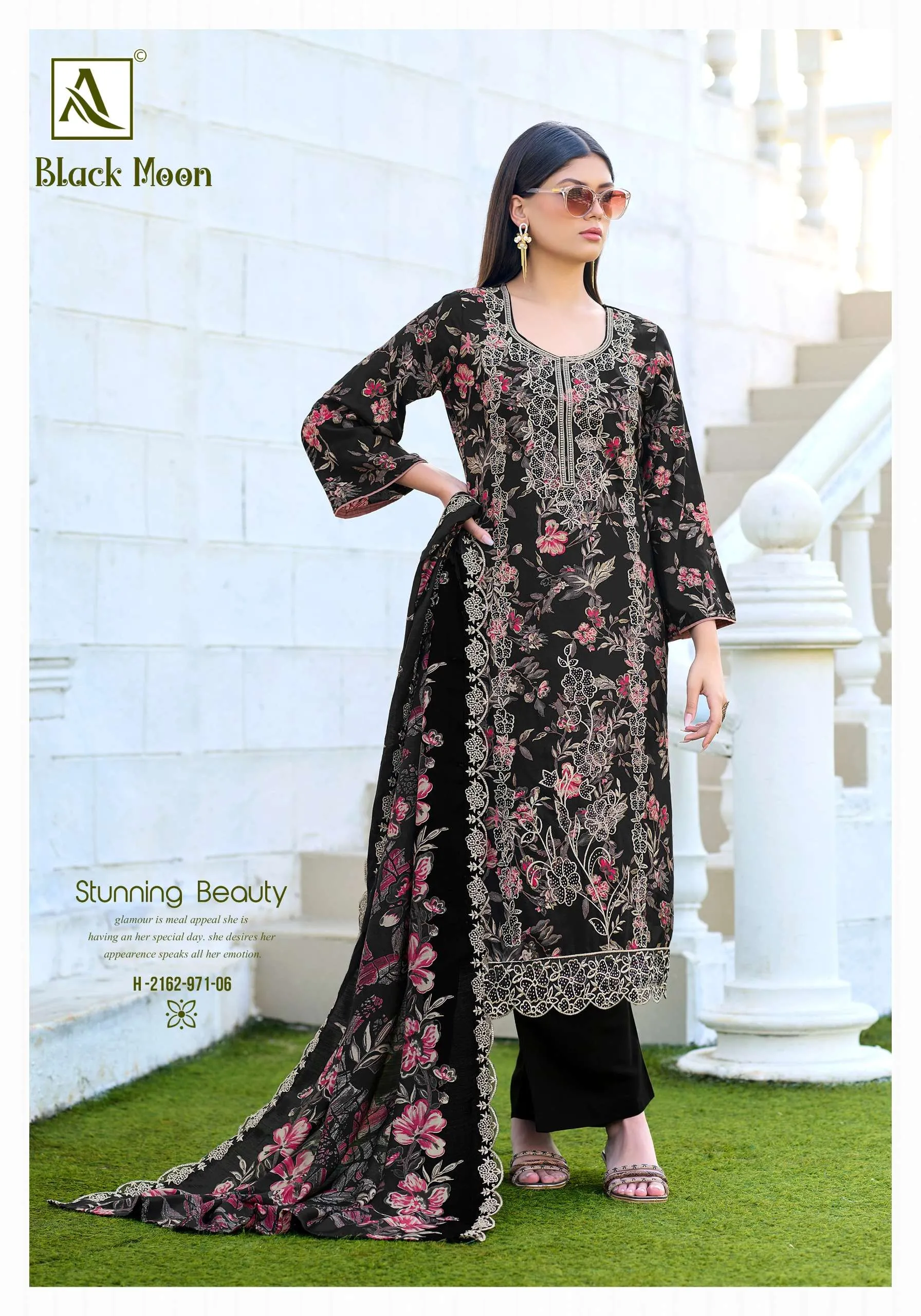Alok Suits Black Moon Semi Stitched Suits
