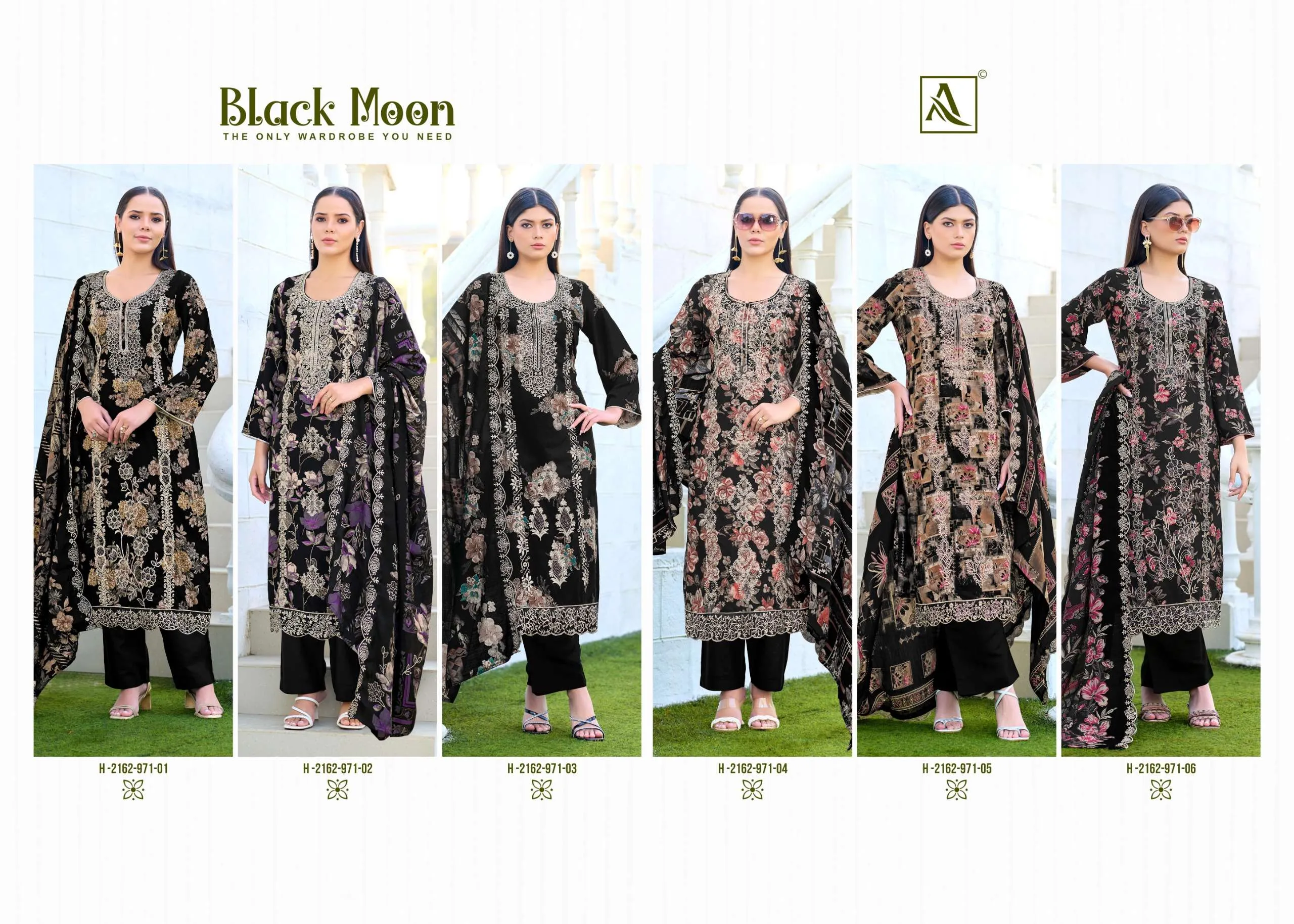 Alok Suits Black Moon Semi Stitched Suits
