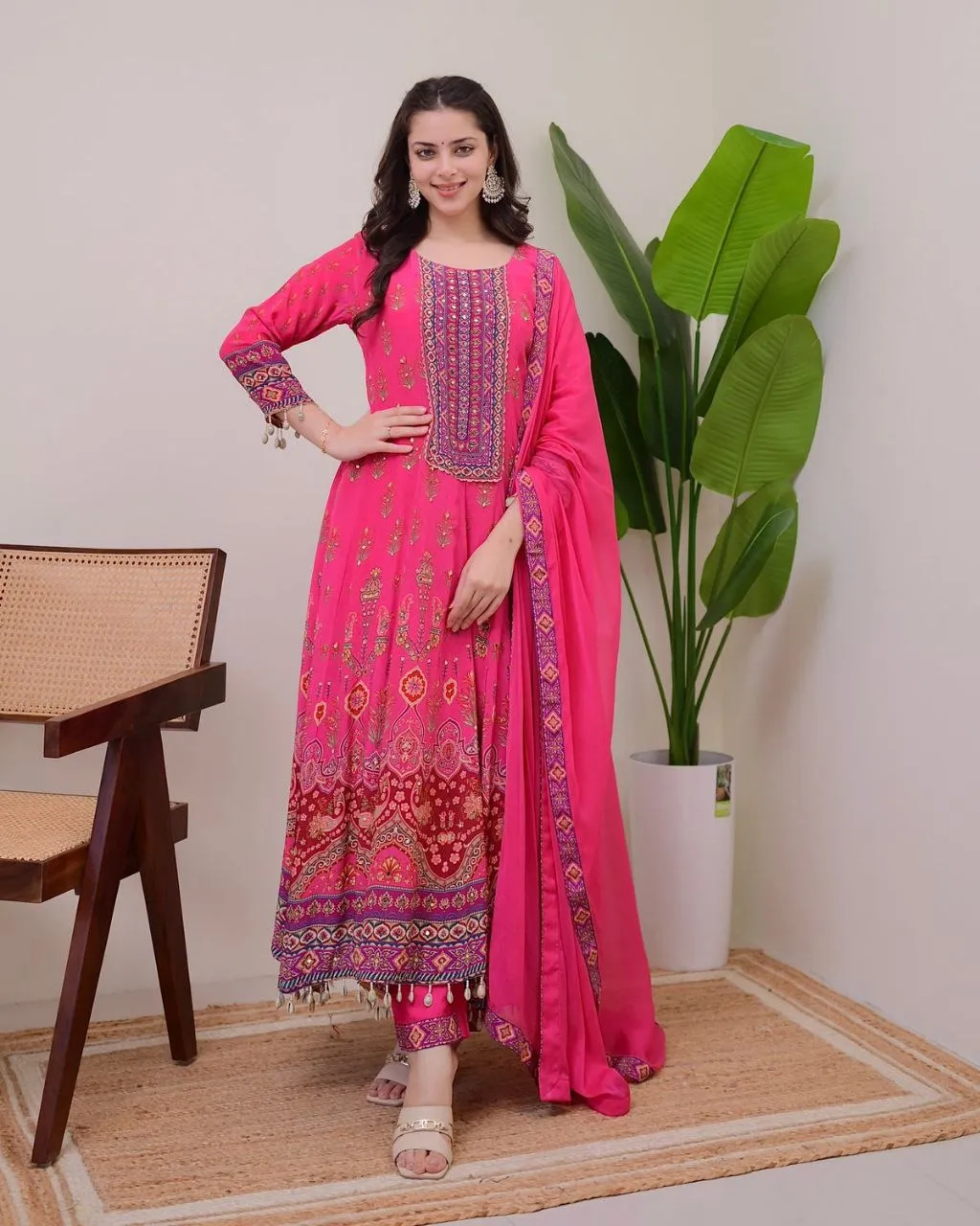 ATQ Vol 35 Pink Pure Crepe Anarkali Readymade Dress