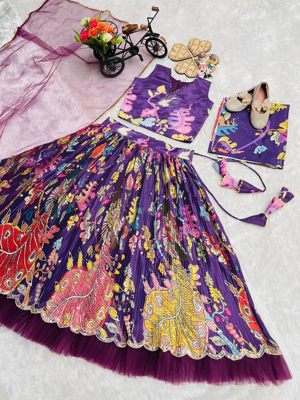 Baby 234 Natural Crep Position Printed Lehenga Choli Kids Wear