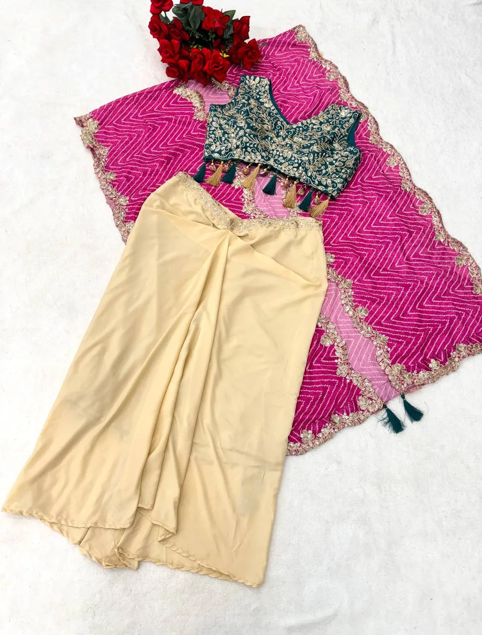 BDB 48 Crepe Silk Sequins Embroidery Indo Western Wear