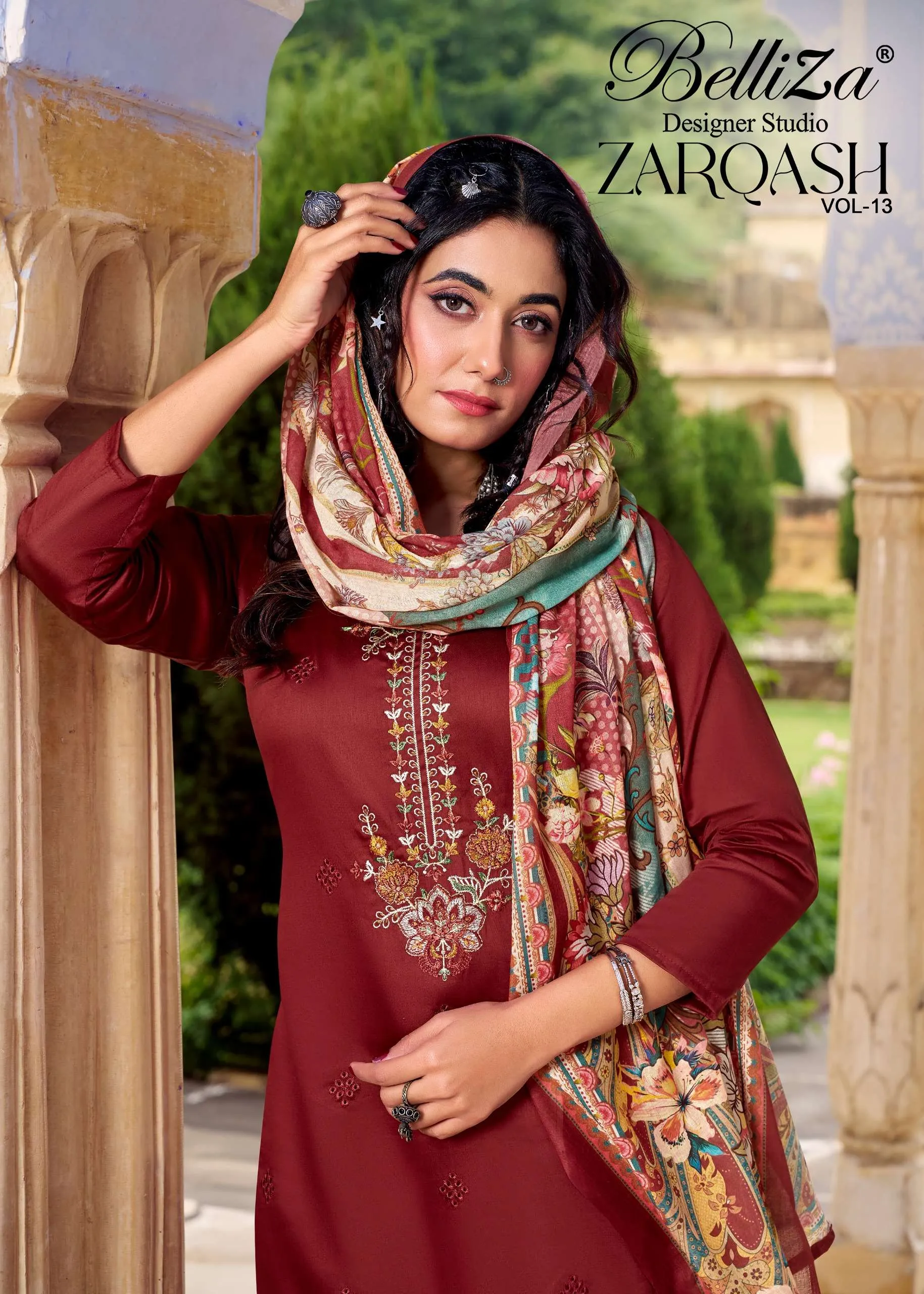 Belliza Designer Studio Zarqash Vol 13 Semi Stitched Suits
