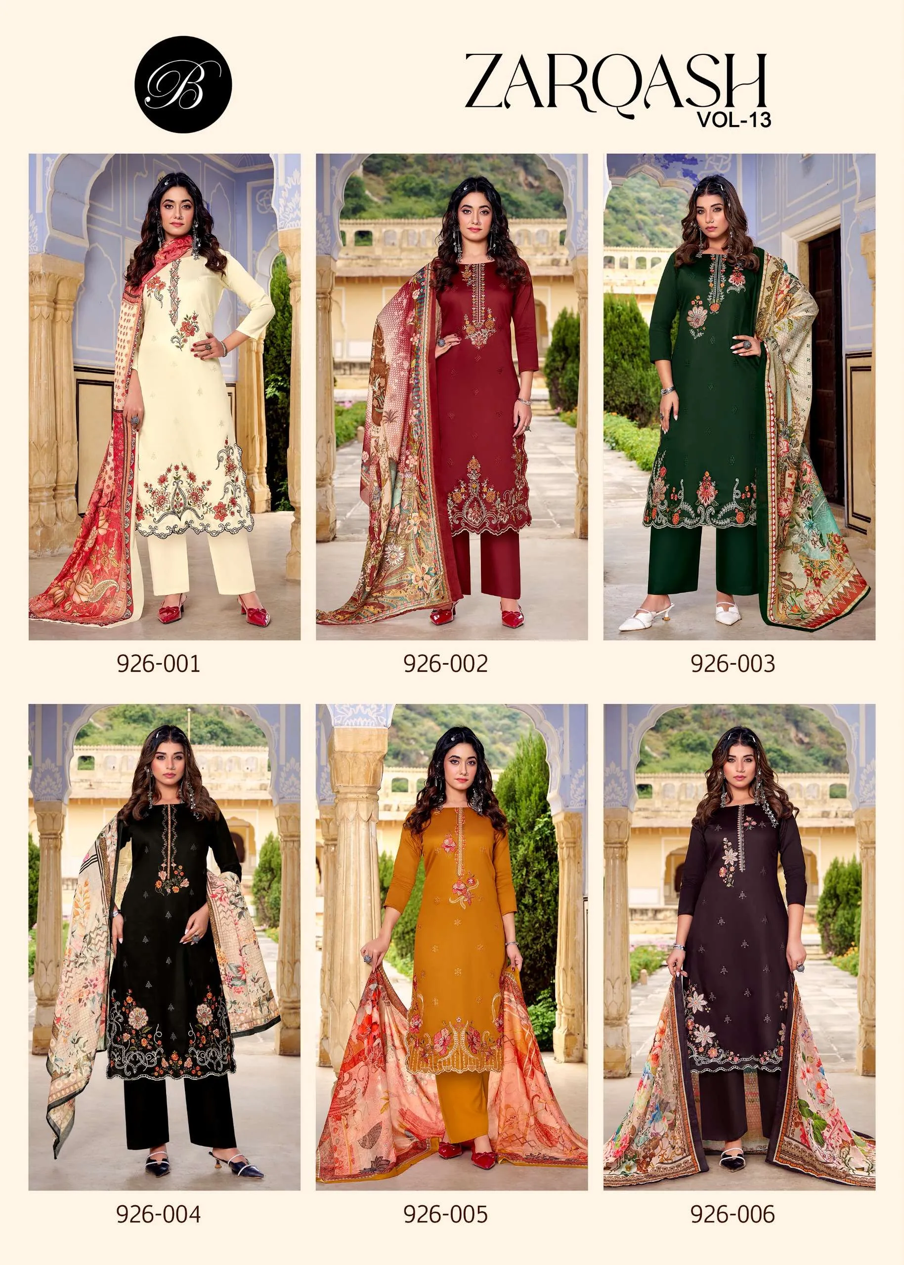 Belliza Designer Studio Zarqash Vol 13 Semi Stitched Suits