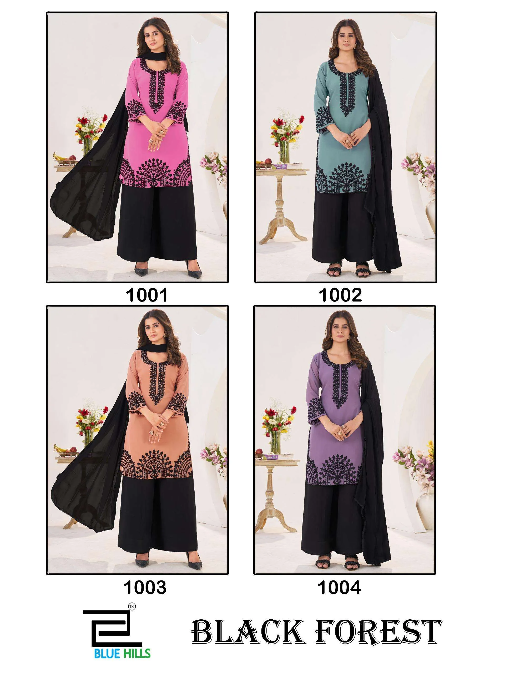 Blue Hills Black Florest Readymade Suits