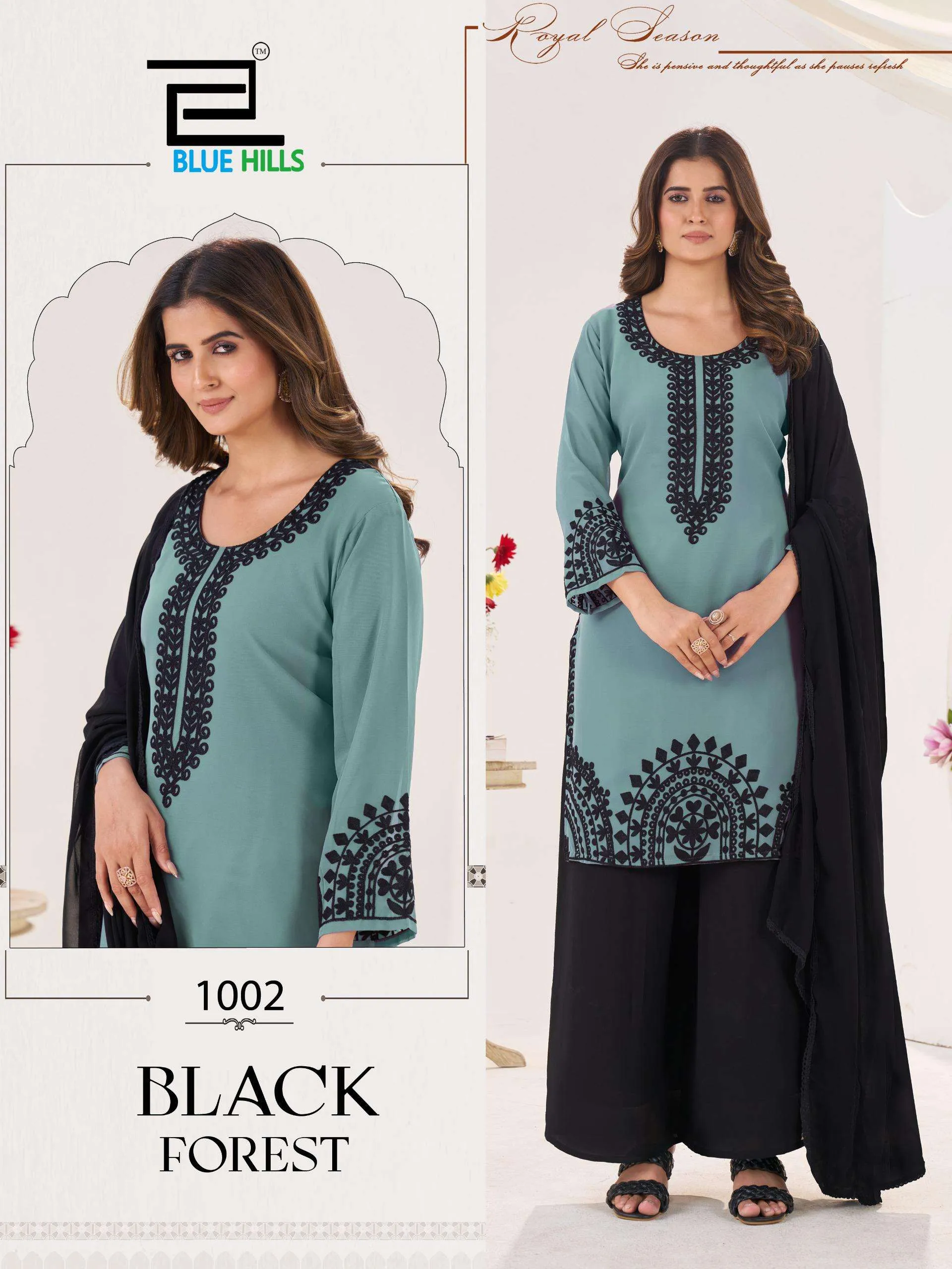 Blue Hills Black Florest Readymade Suits