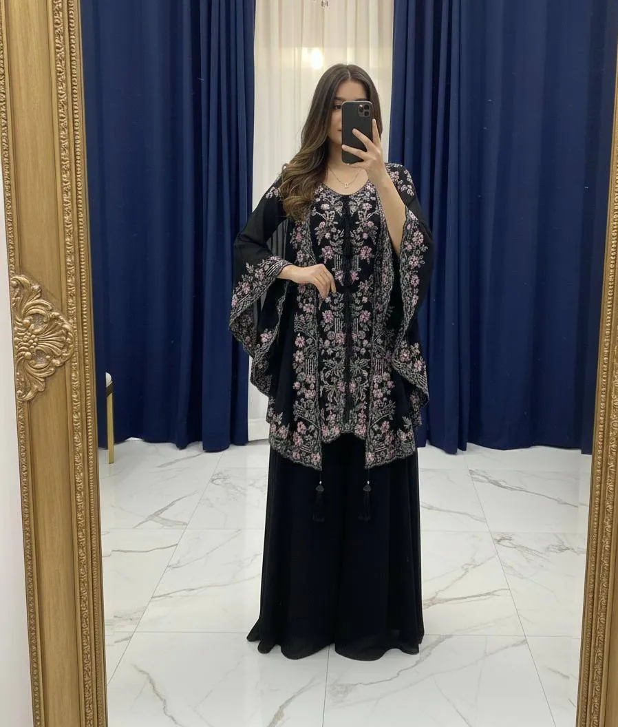 BV 406A Black Faux Georgette Designer Indo Western Wear