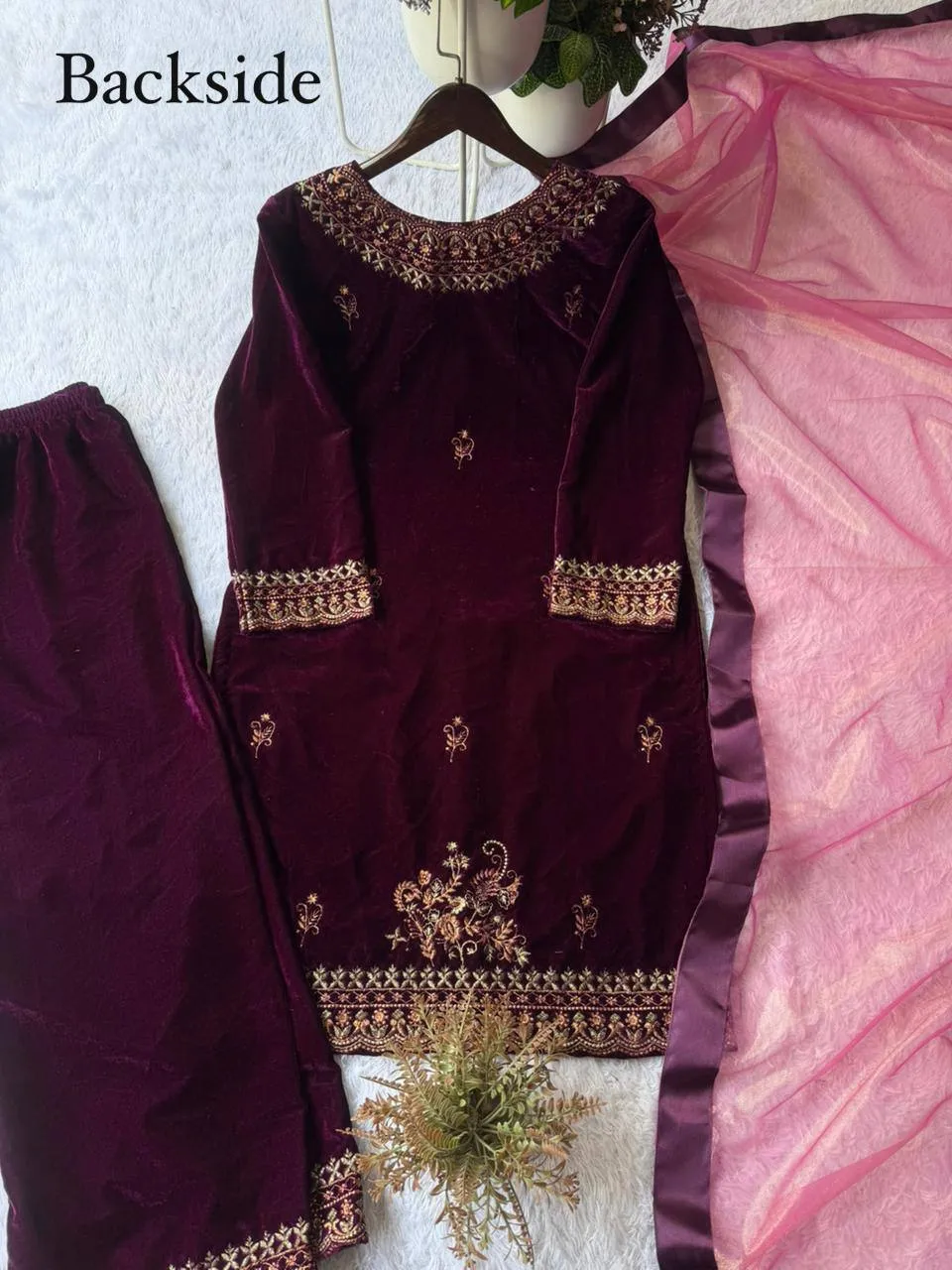 BV 421 Velvet Embroidery Winter Readymade Dress