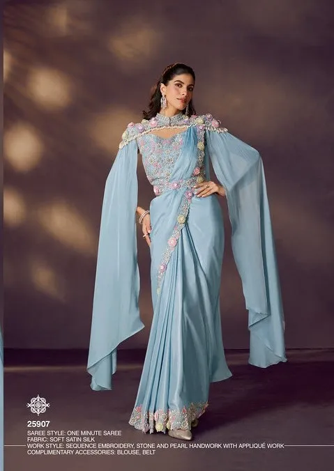 Celeste 25907 Two Tone Satin Silk Party Wear Ready To Wear Saree