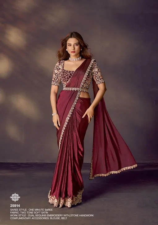 Celeste 25914 Two Tone Satin Silk Designer Ready To Wear Saree