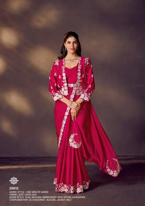 Celeste 25915 Two Tone Satin Silk Designer Ready To Wear Saree