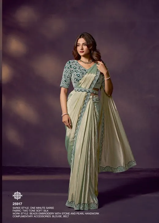 Celeste 25917 Two Tone Soft Silk Party Wear Ready To Wear Saree