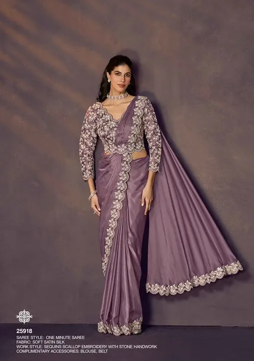 Celeste 25918 Soft Satin Silk Party Wear Ready To Wear Saree