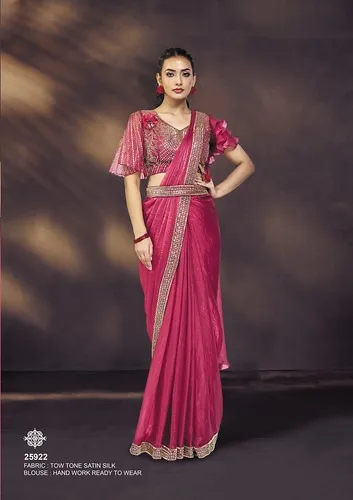 Celeste 25922 Two Tone Satin Silk Designer Ready To Wear Saree