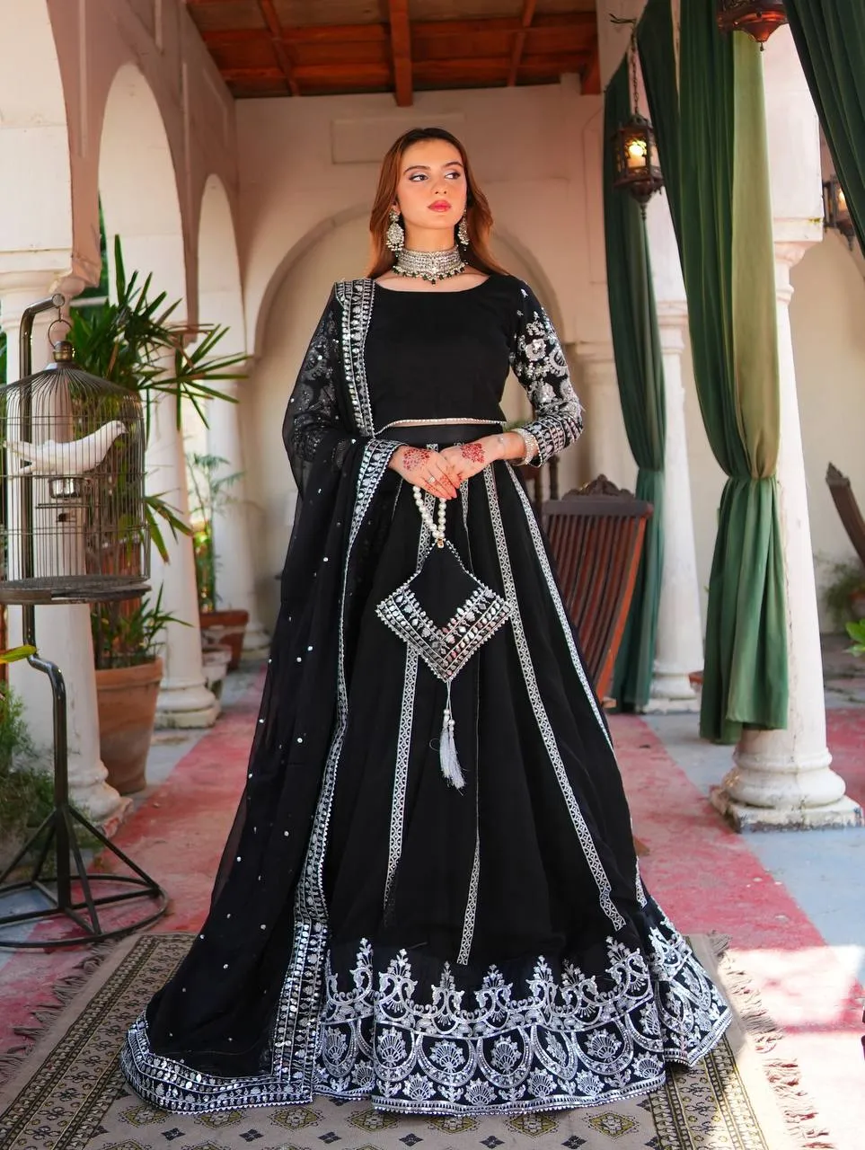 Deepika 385 Black Viscos Velvet Wedding Lehenga Choli