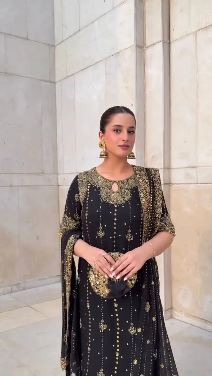 Deepika 5923 Black Foux Gorgette Occasion Readymade Dress