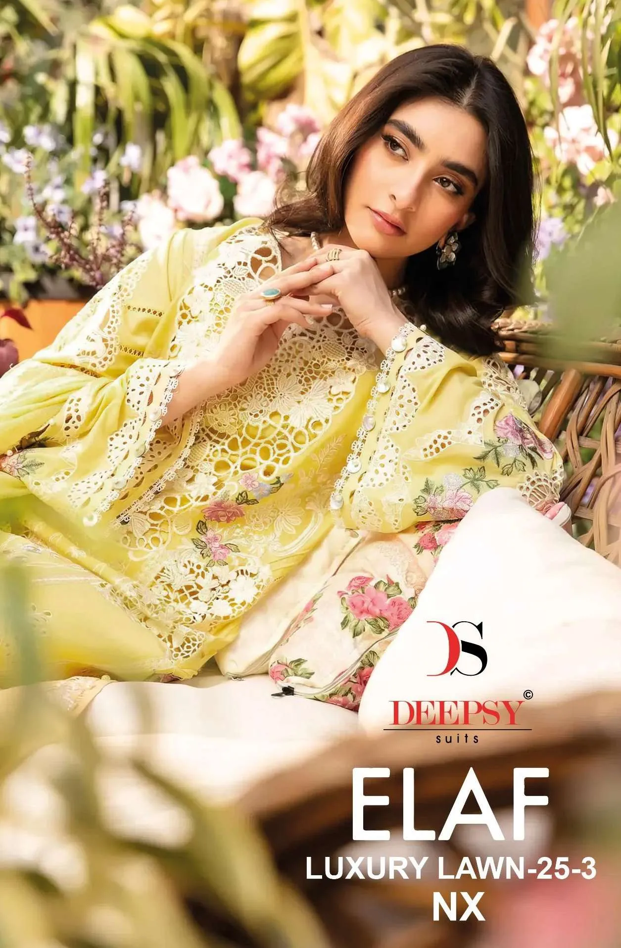 Deepsy Suits Elaf Luxury Lawn 25 Vol 3 Nx Semi Stitched Suits