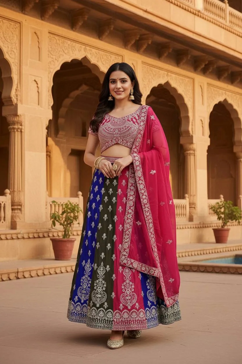 DKT 5007 Faux Georgeet Zari Embroidery Lehenga Choli