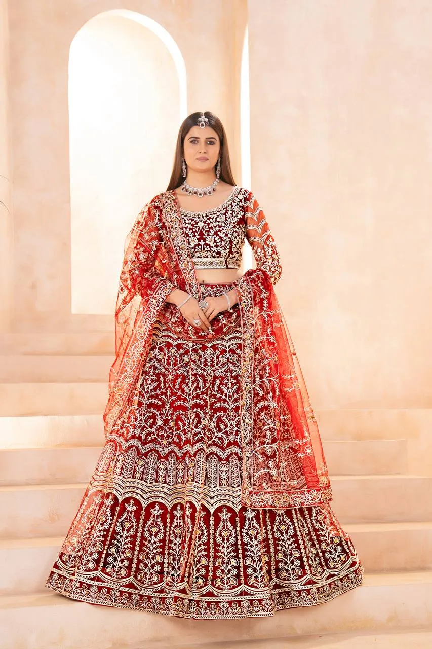 DKT 5103 Butterfly Net Embroidery Wedding Lehenga Choli