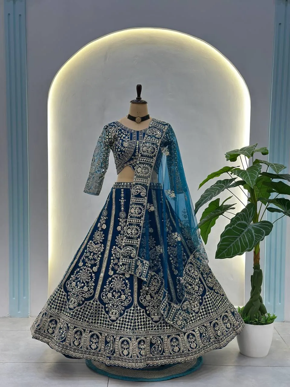 DKT 5161 Butterfly Net Embroidery Wedding Lehenga Choli