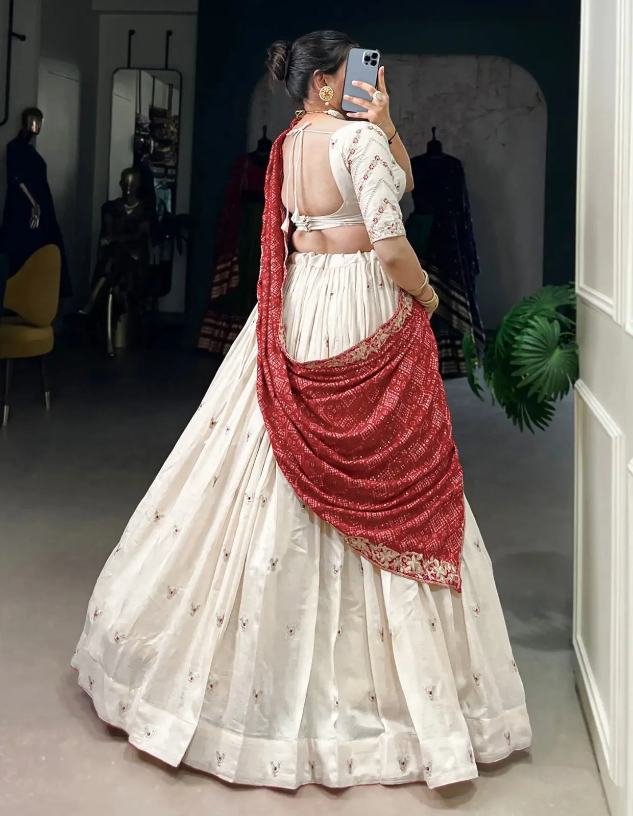 FFD Off White Georgette Embroidery Lehenga Choli