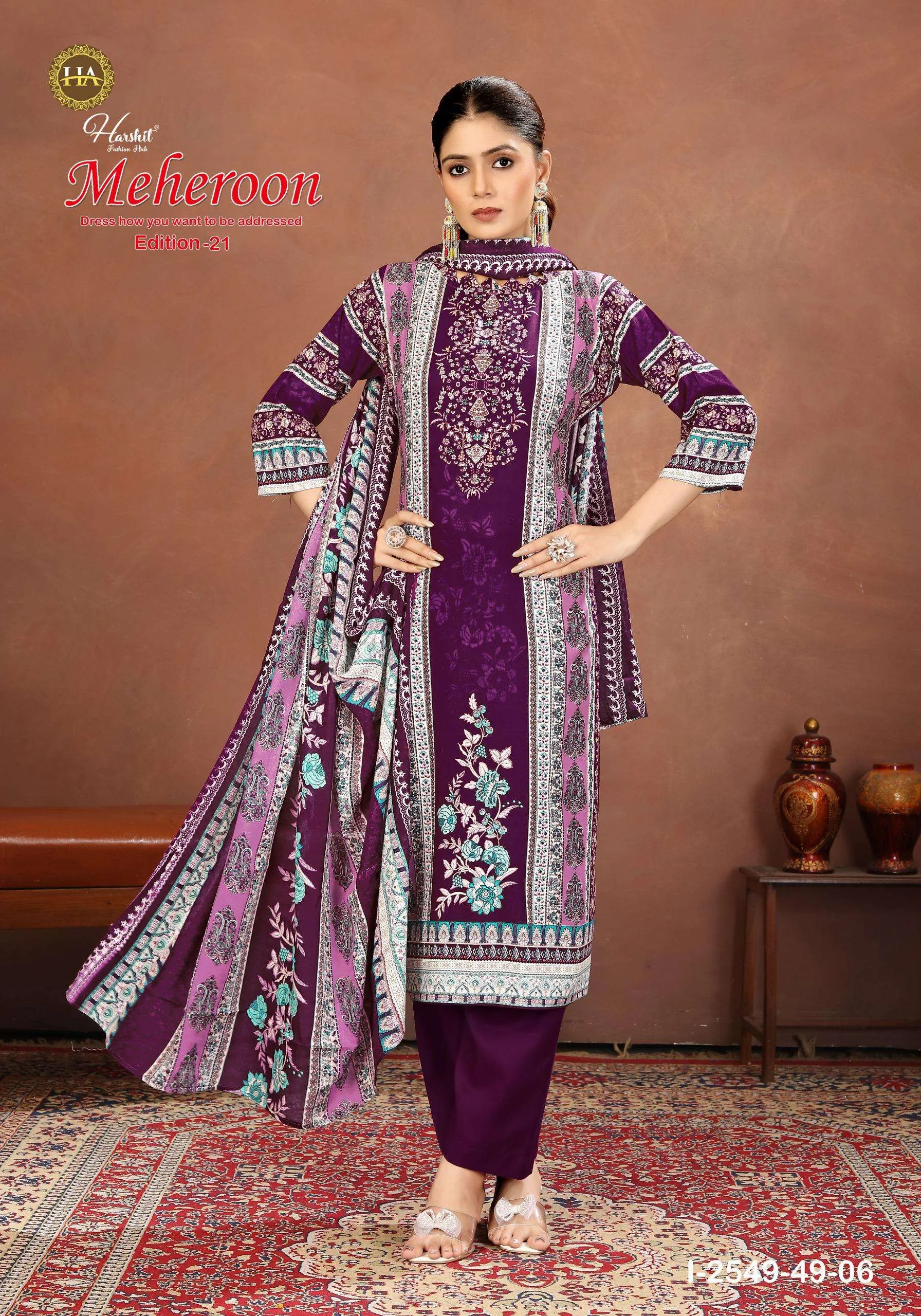 Harshit Fashion Hub Meheroon Edition 21 Semi Stitched Suits