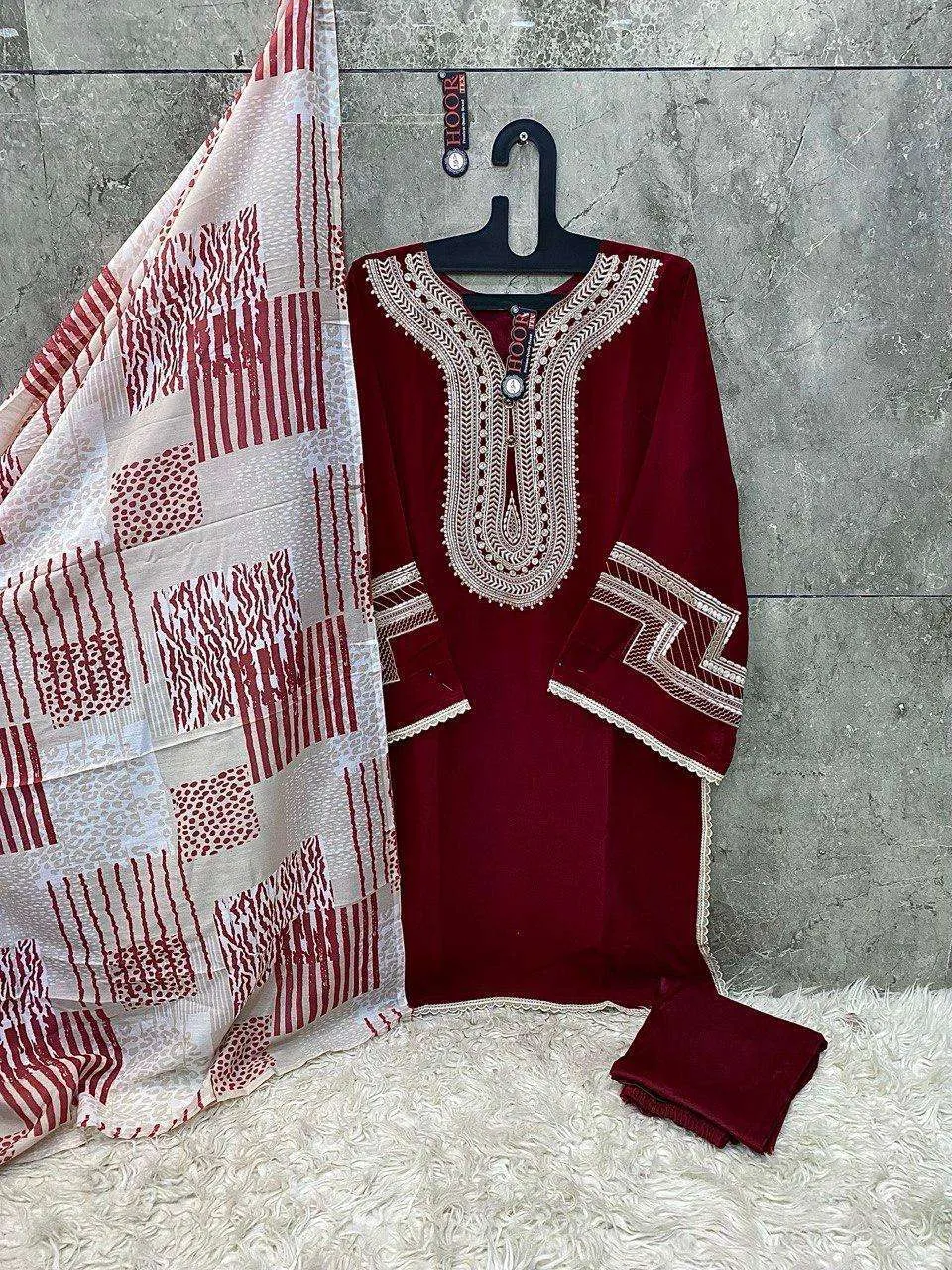 Hoor Tex Design No - Hf 152 A-d Readymade Suits