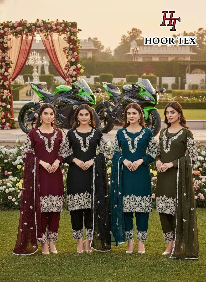 Hoor Tex Design No - Hf 375 A-d Pakistani Readymade Suits