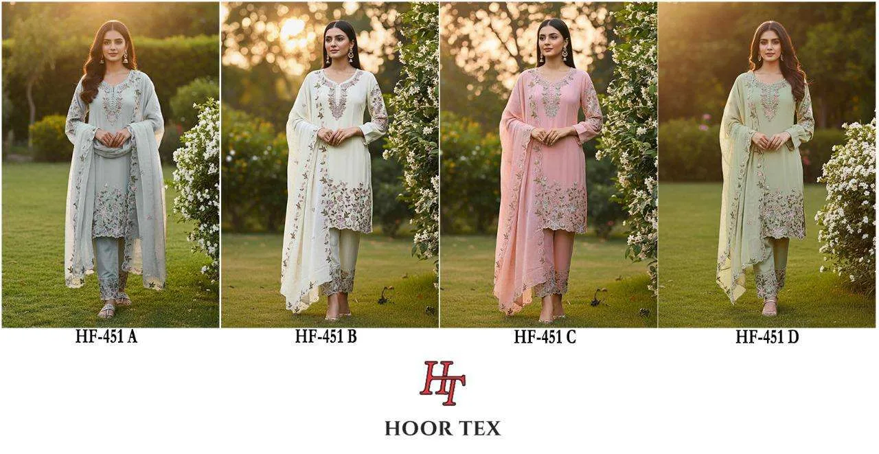 Hoor Tex Design No - Hf 451 A-d Pakistani Readymade Suits
