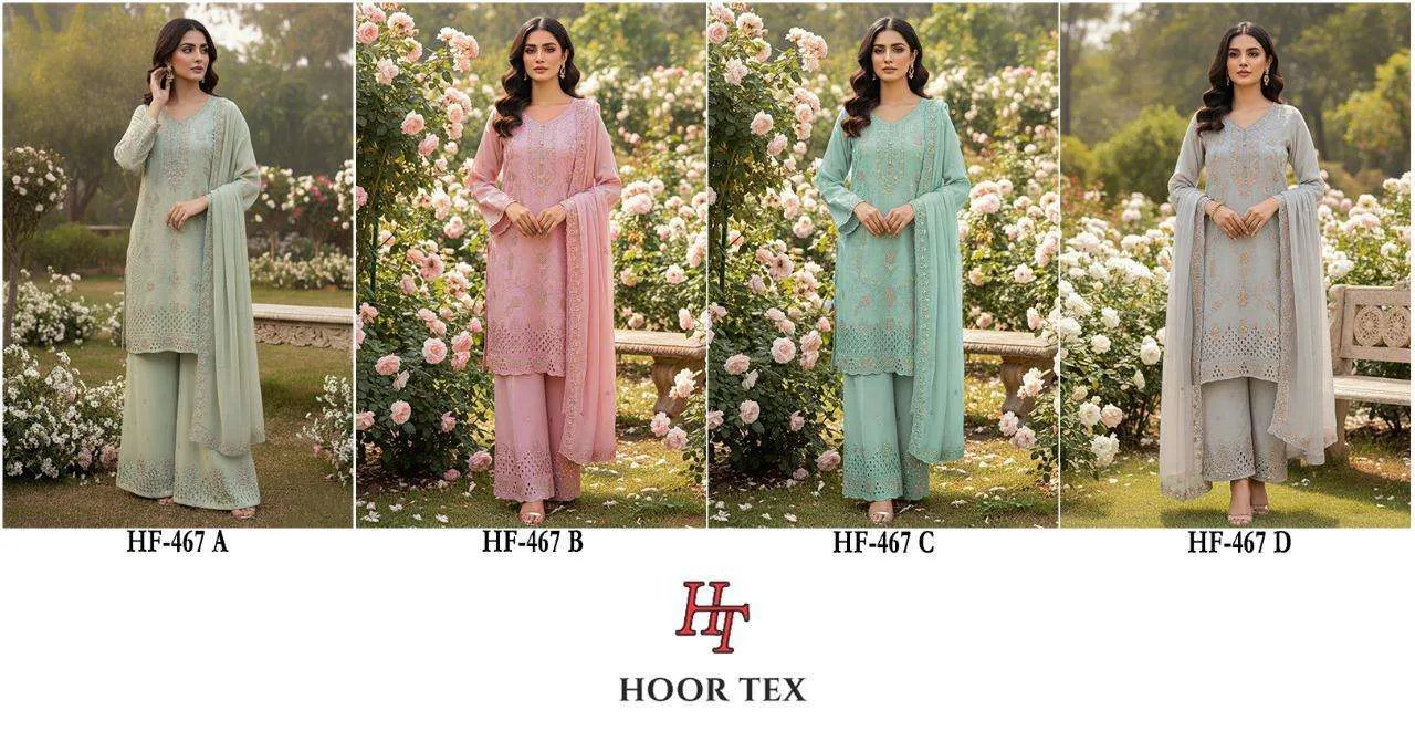 Hoor Tex Design No - Hf 467 A-d Pakistani Readymade Suits