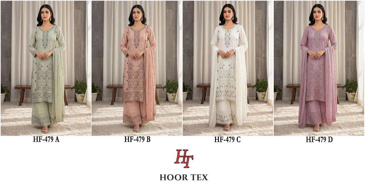 Hoor Tex Design No - Hf 479 A-d Pakistani Readymade Suits