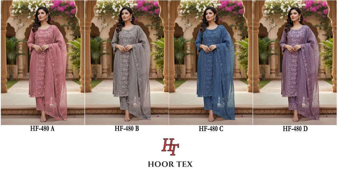 Hoor Tex Design No - Hf 480 A-d Pakistani Readymade Suits