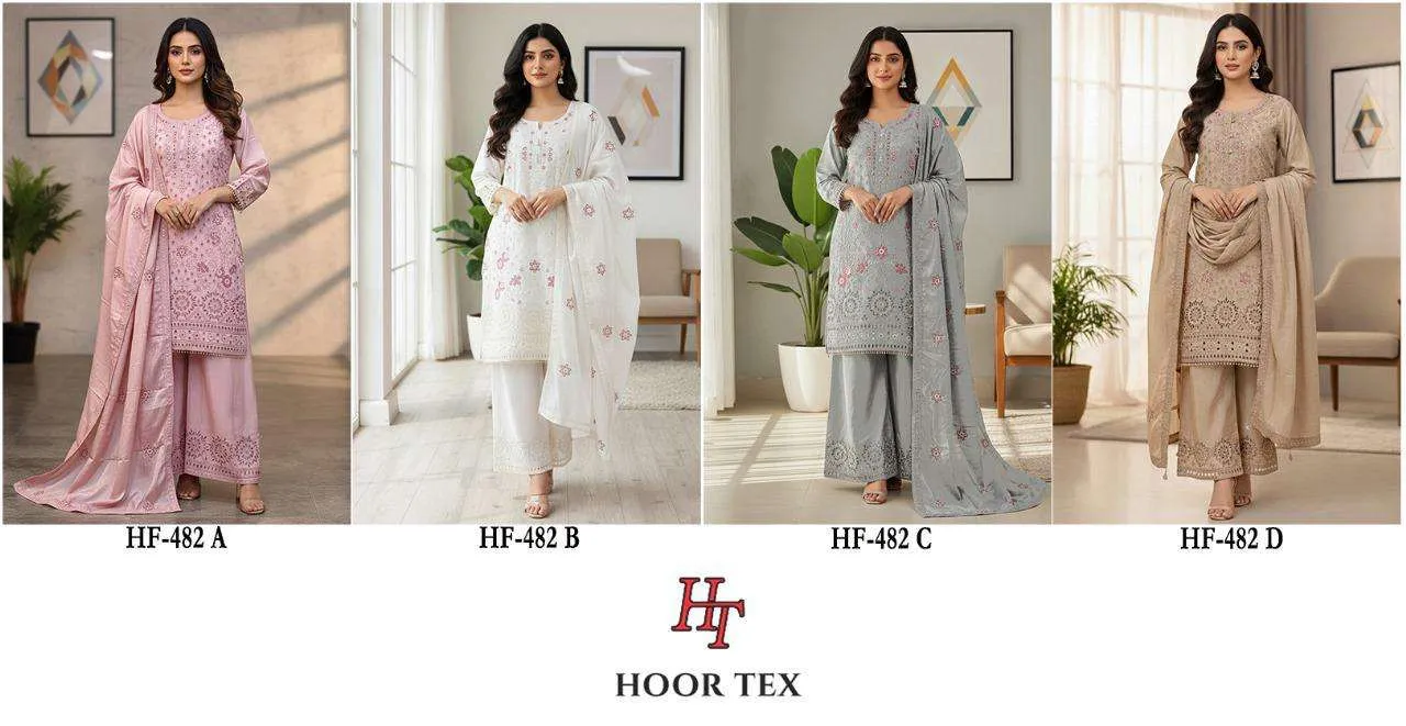 Hoor Tex Design No - Hf 482 A-d Pakistani Readymade Suits