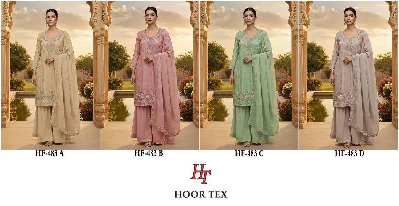 Hoor Tex Design No - Hf 483 A-d Pakistani Readymade Suits