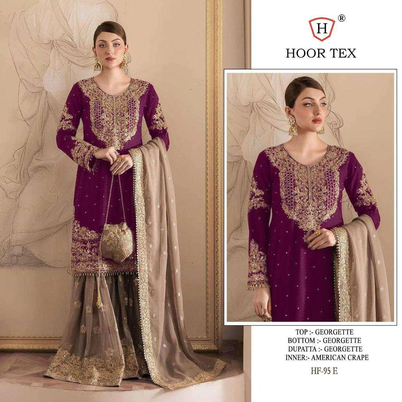 Hoor Tex Design No - Hf 95 A-e Pakistani Readymade Suits