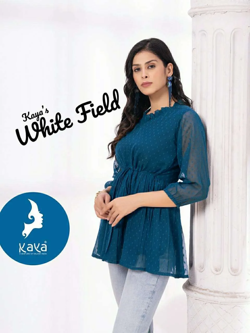 Kavya White Field Kurtis