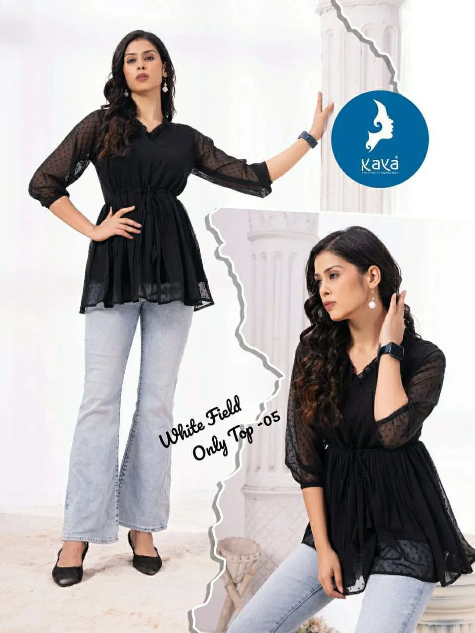 Kavya White Field Kurtis