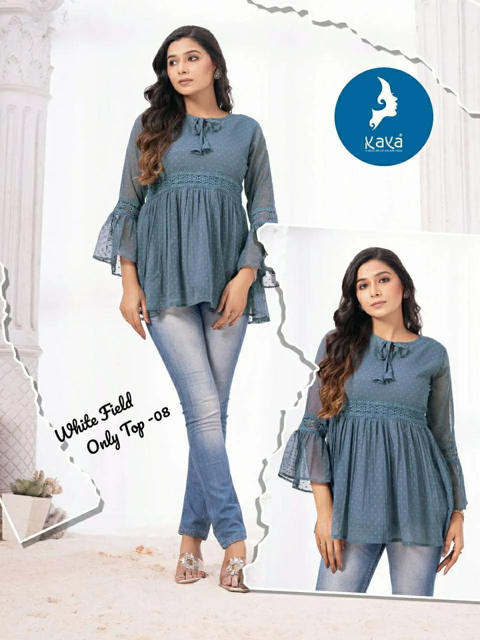 Kavya White Field Kurtis