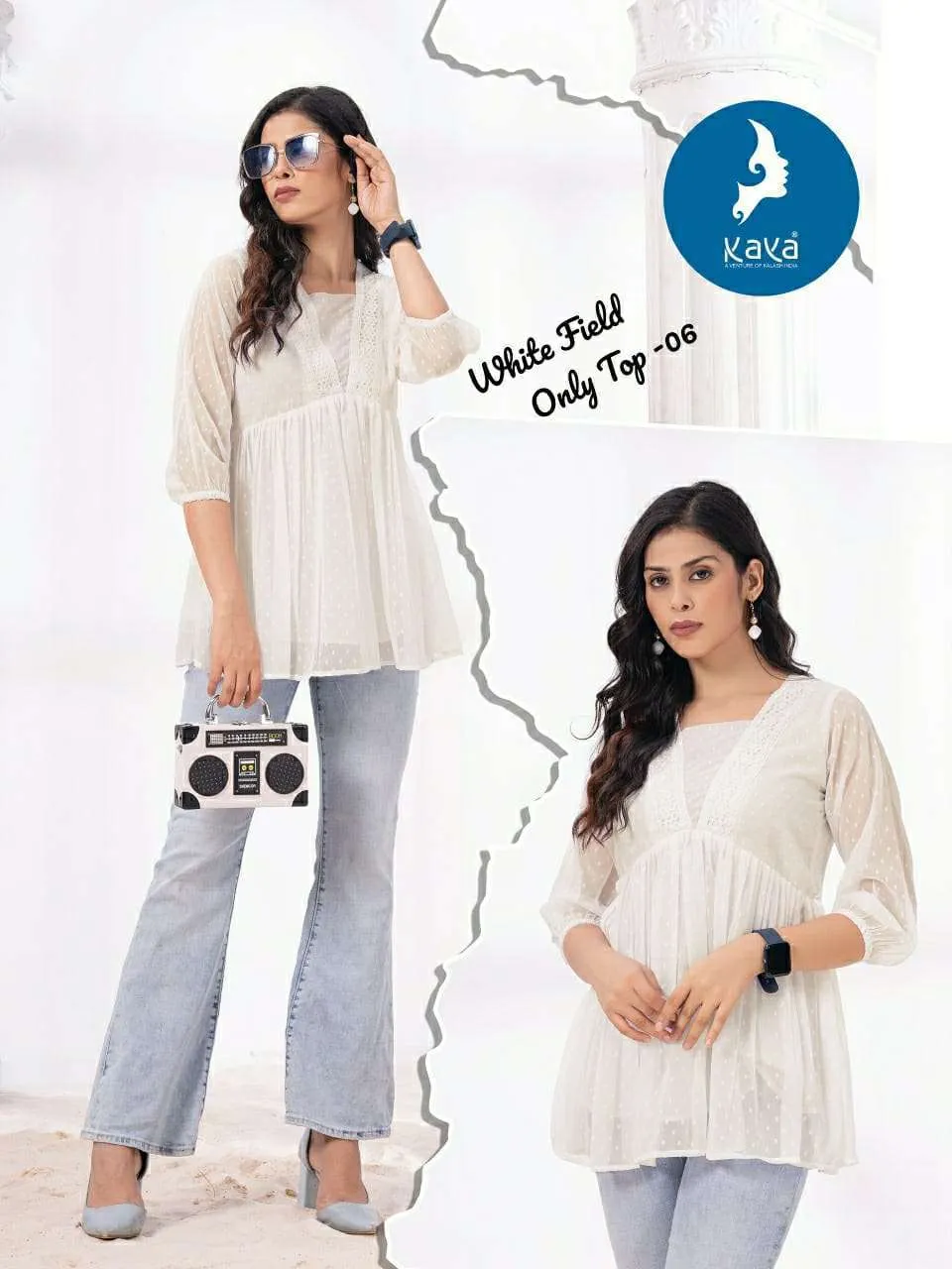 Kavya White Field Kurtis
