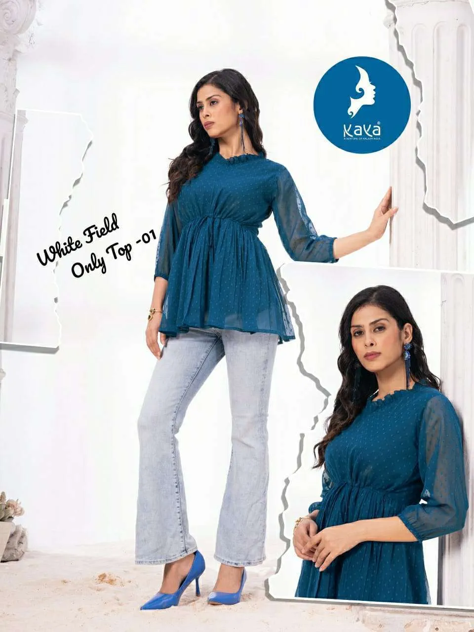 Kavya White Field Kurtis