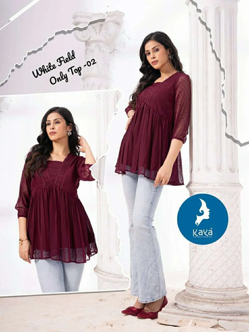 Kavya White Field Kurtis