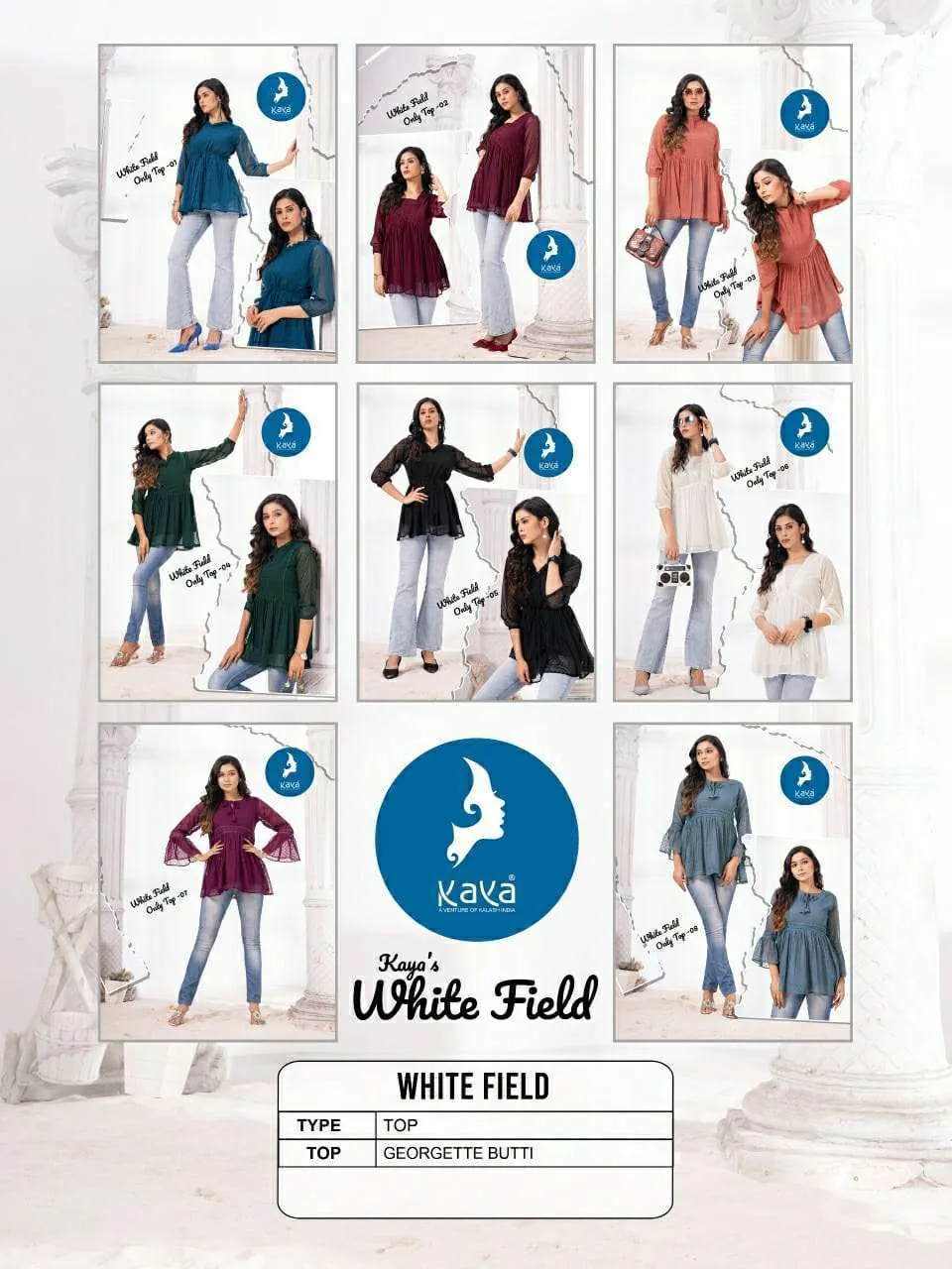 Kavya White Field Kurtis