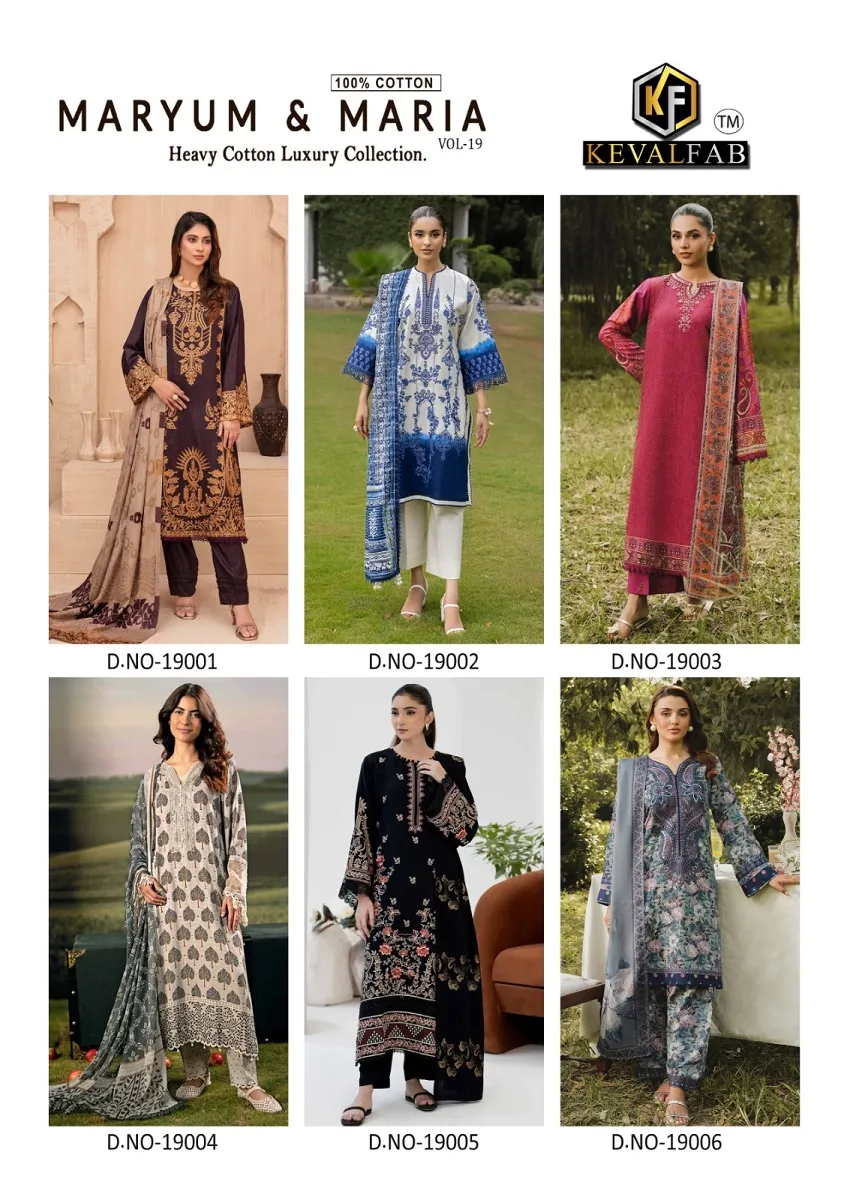 Keval Maryum & Maria Vol 19 Unstitched Suits